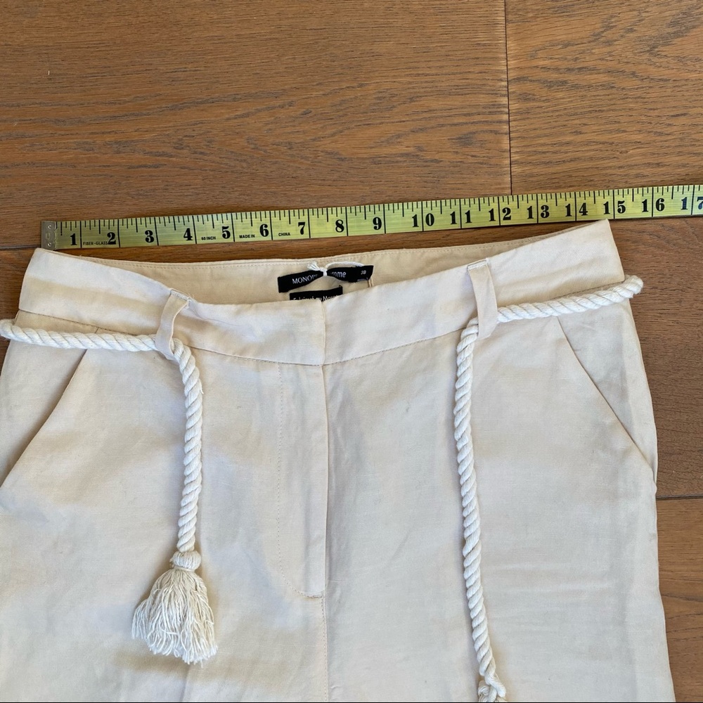 Monoprix Femme Beige Wide Leg Crop Pants